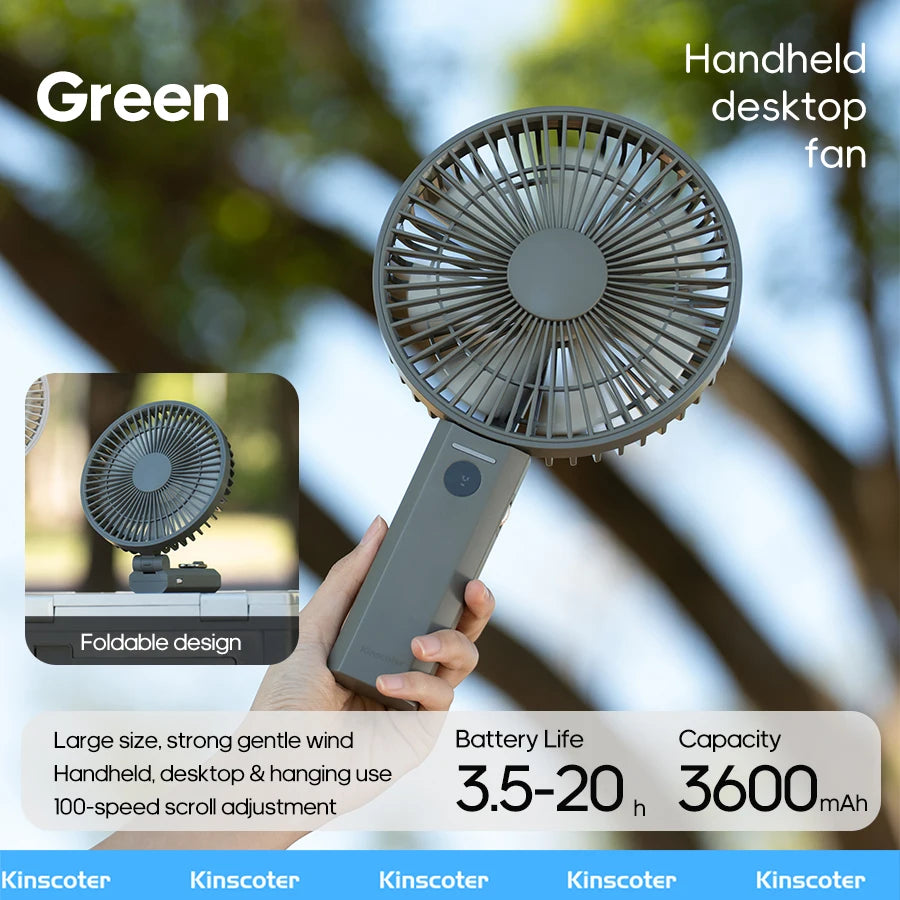 Ventilateur Portable Pliable 3-en-1 – 3000mAh, 4 Vitesses, Camping & Bureau