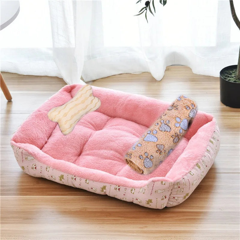 Pet Large Dog Bed – Warm House Candy-Colored Square Nest for Dogs & Cats