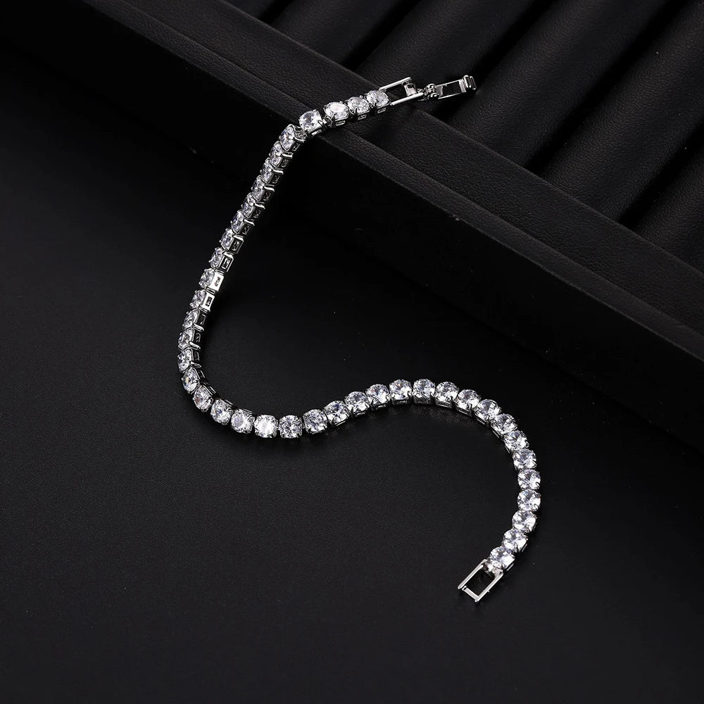 Cubic Zirconia Tennis Bracelet – Gold & Silver Chain