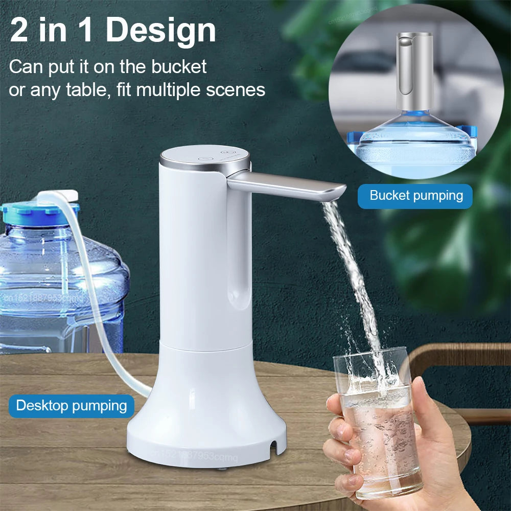 Raugee Electric Water Dispenser Pump – Foldable, Rechargeable, LCD Display, for 4.5L–19L Gallon Bottles