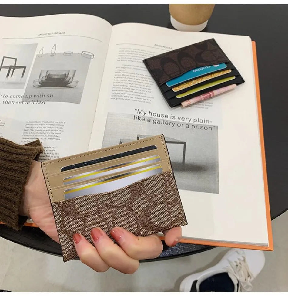 Ultra-Thin PU Leather Card Holder – Anti-Degaussing Geometric Design