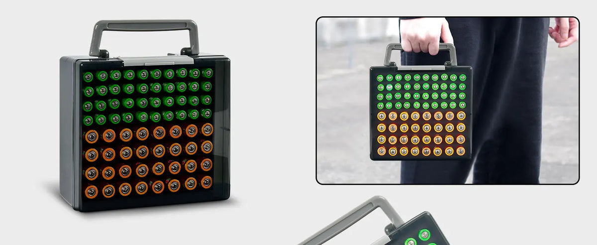 72-Slot Battery Organizer Case – Holds AA & AAA Batteries