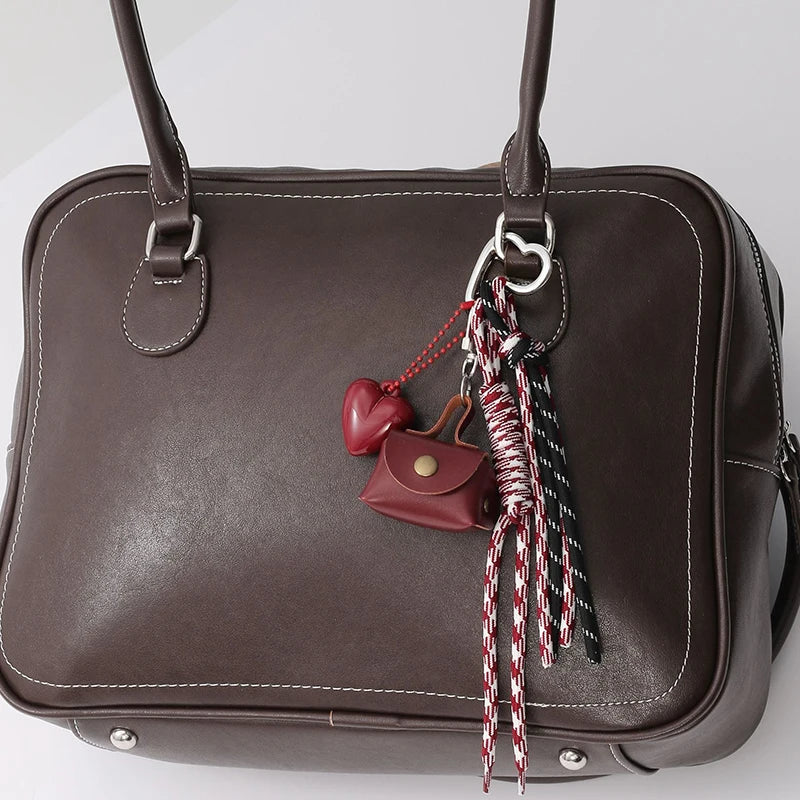 Leather Braided Bag Charm – Mini Bow Pendant for Handbags, Keys & Phone