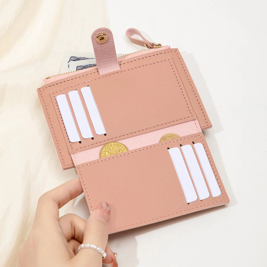 Women's Mini PU Leather Wallet – Ultra-Thin Card Holder & Coin Purse