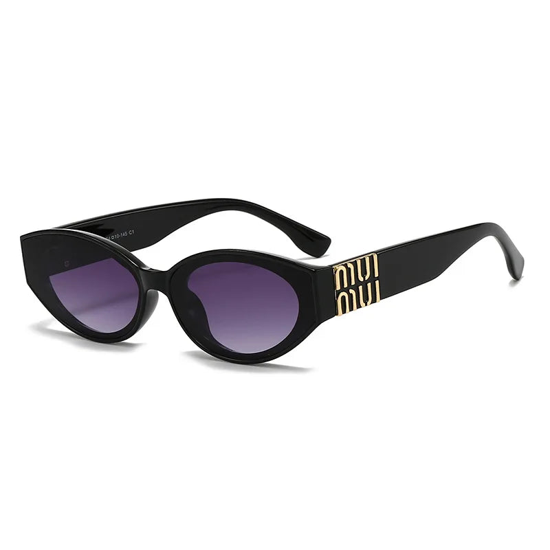 Women's Oval Cat-Eye Sunglasses – UV400 Gradient Lenses, Gold Logo Detail | 6 Colors
