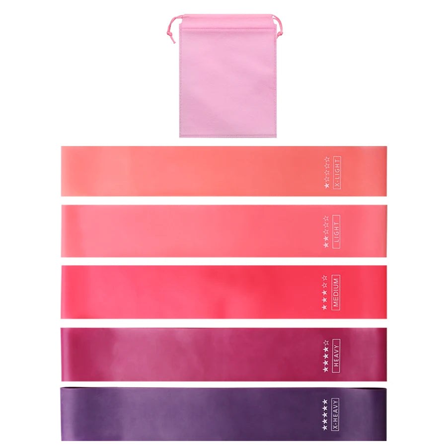 Elastic Resistance Bands – Natural Latex, 5 Levels for Yoga, Pilates & Crossfit