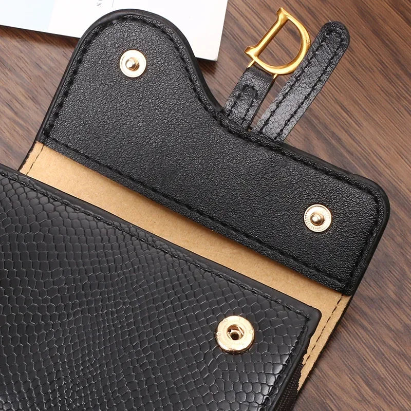 Women's Mini Card Holder Clutch – PU Leather, Letter Print | Brown, Pink, Green, Black