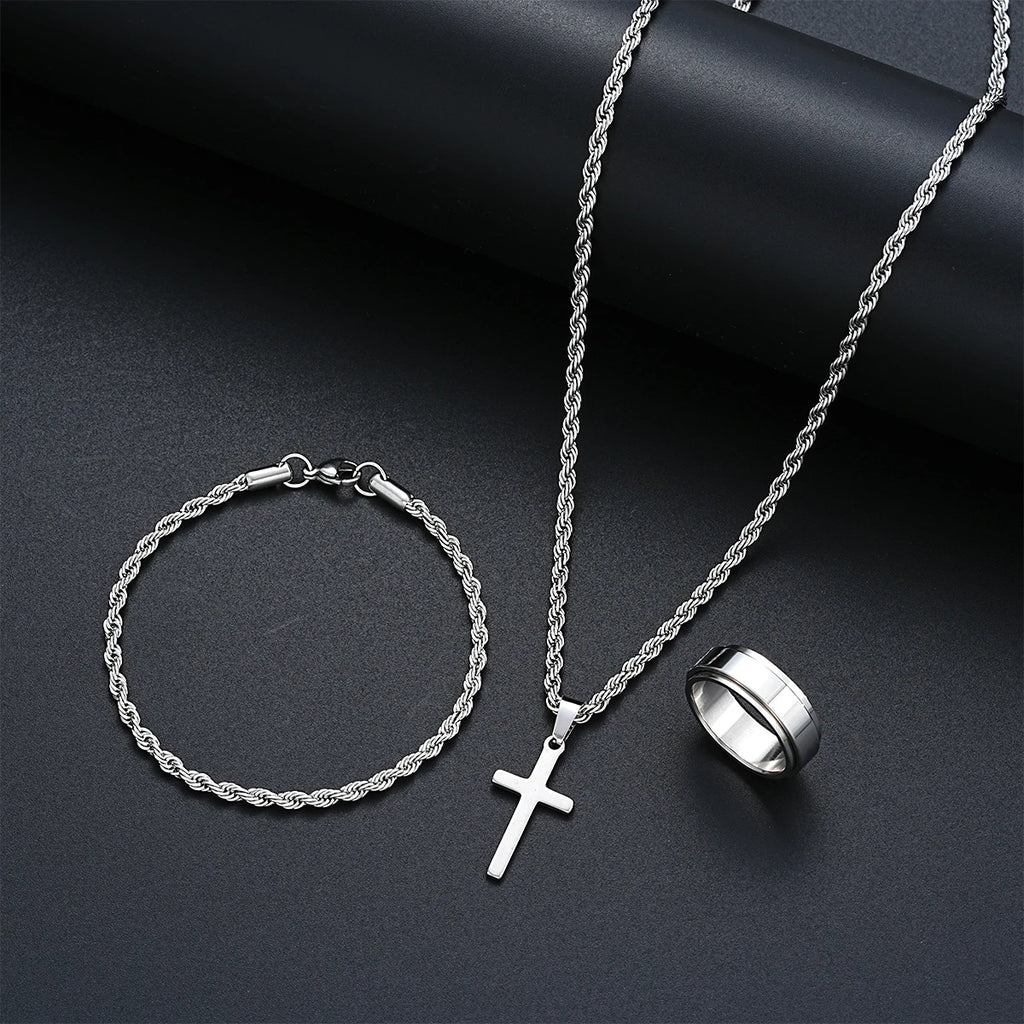 Stainless Steel Cross Jewelry Set