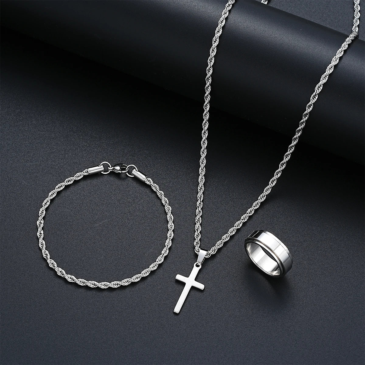 Stainless Steel Cross Jewelry Set