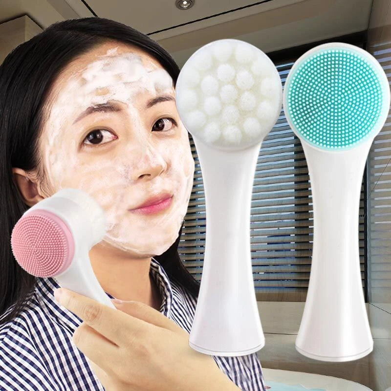 Silicone Facial Cleansing Brush – Double-Sided Exfoliator & Blackhead Remover
