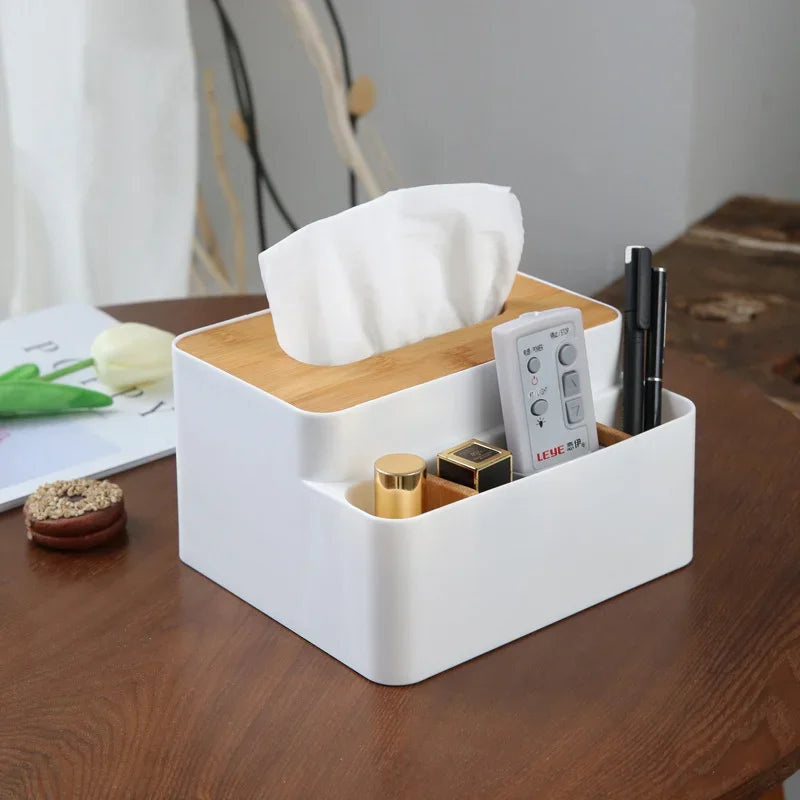 Desktop Storage Box – Remote Control, Tissue & Office Supplies Organizer