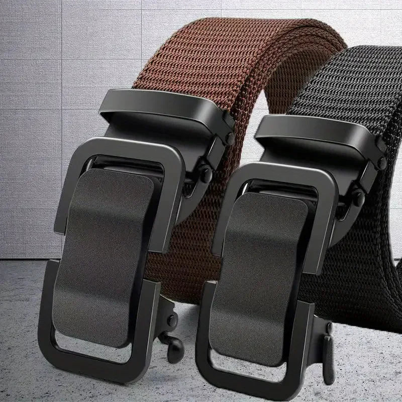 Men's Nylon Canvas Belt – Automatic Metal Buckle, Outdoor & Work