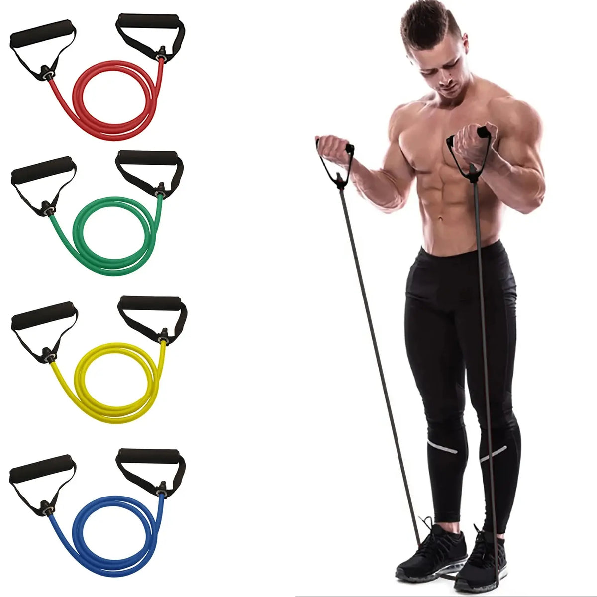 Resistance Bands with Handles – Exercise Workout Bands for Men & Women, Home Strength Training (10–30 LB)