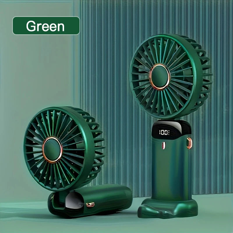 Portable Mini Fan – 6 Speeds, LED Light, USB Rechargeable & Foldable
