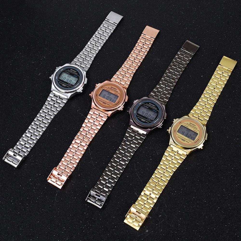 Women's Retro LED Digital Watch – Stainless Steel Strap