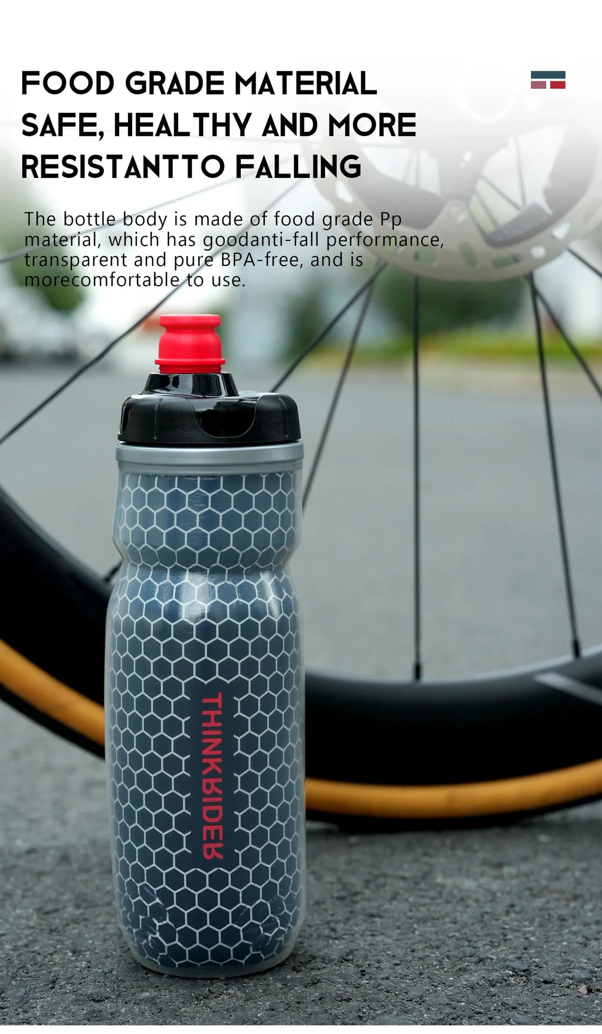ThinkRider Bike Water Bottle 620ml (21oz) – PP5 Heat & Cold Resistant Cycling Bottle for Mountain & Road Biking