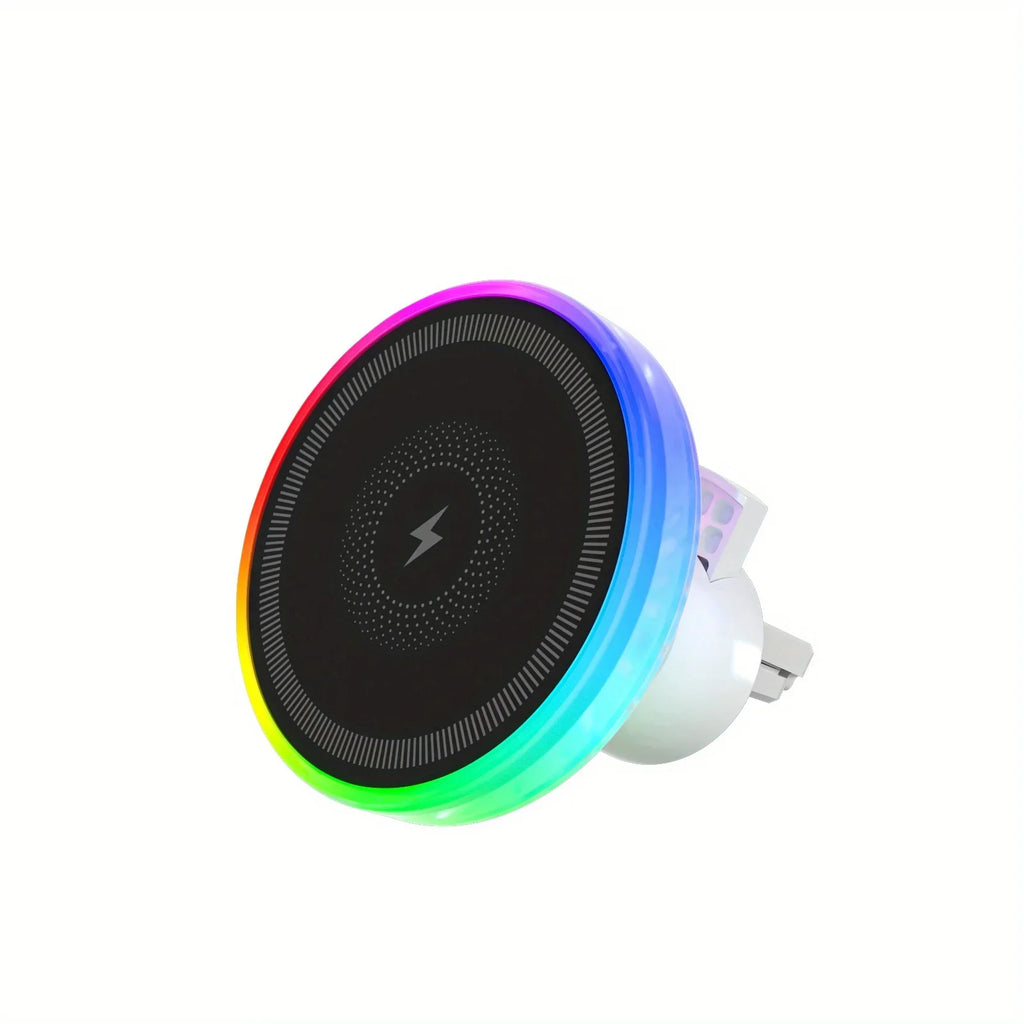 RGB Magnetic Wireless Car Charger Holder – MagSafe, Air Vent, 360° Rotation