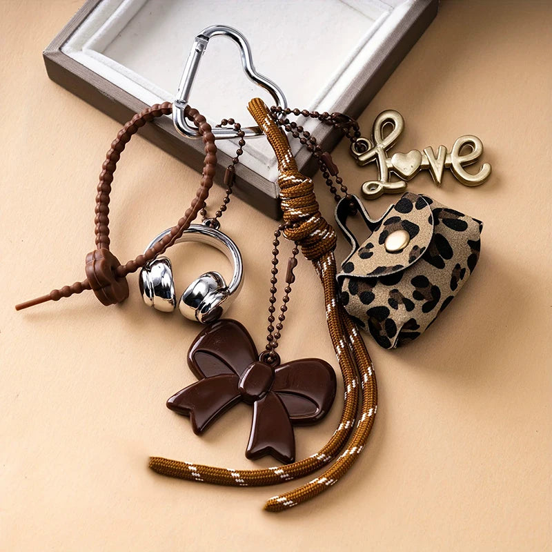 Leather Braided Bag Charm – Mini Bow Pendant for Handbags, Keys & Phone