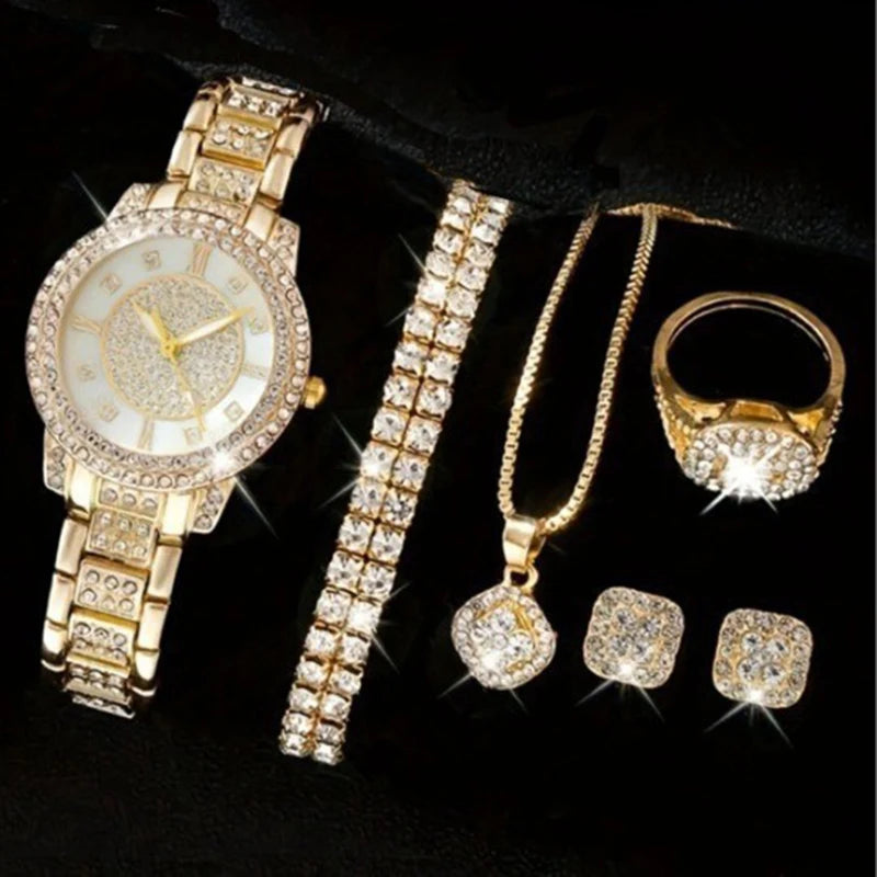 Women's Crystal Watch & Bracelet Set