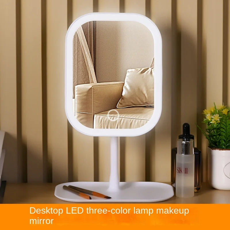 LED Vanity Mirror with 3-Color Lighting – Desktop Makeup Mirror for Bedroom