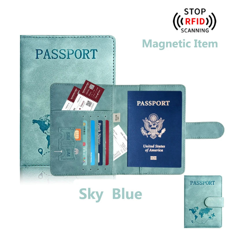 RFID Blocking Passport Holder – PU Leather Travel Wallet for Women & Men