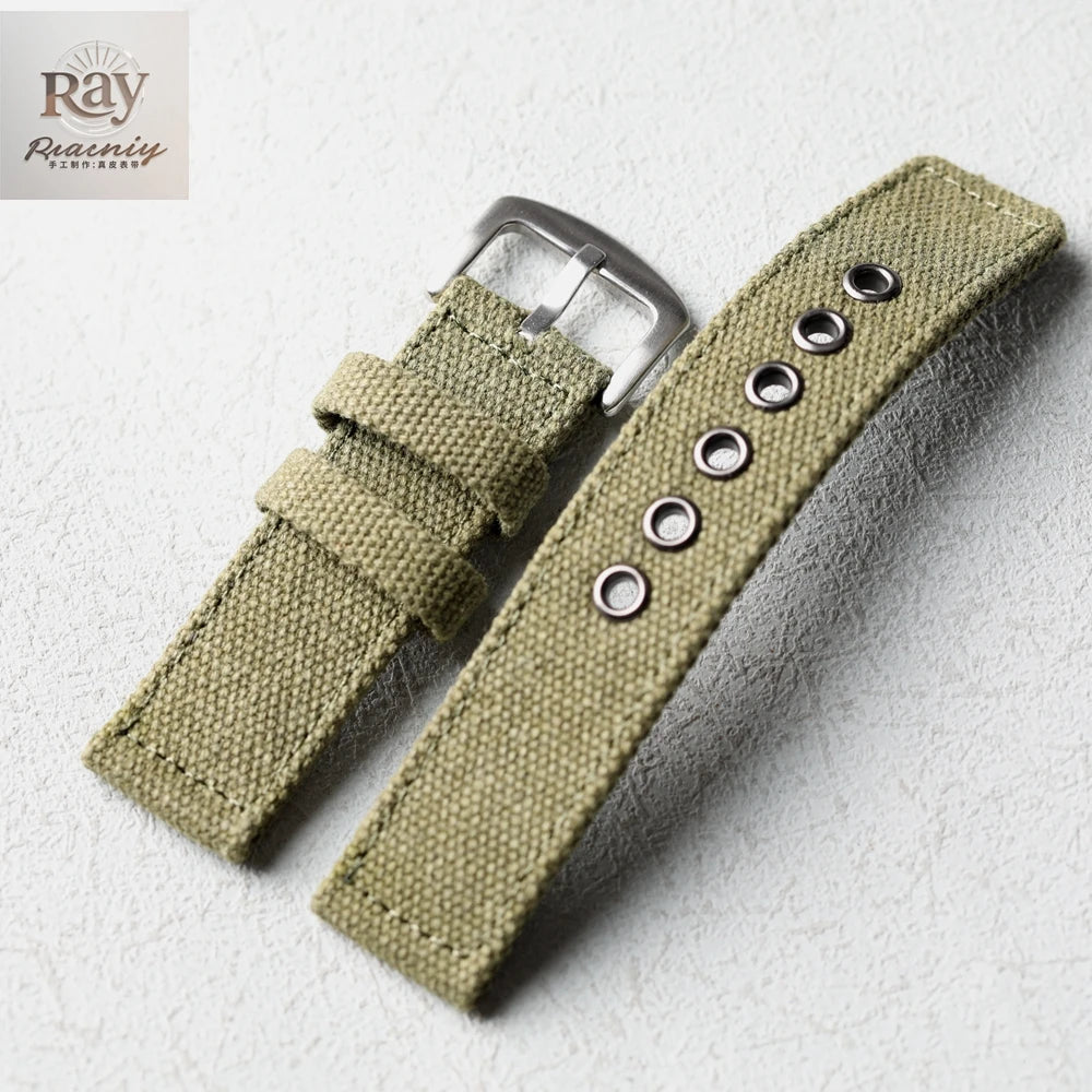 Canvas Watch Band Strap — 20/22/24mm Waterproof