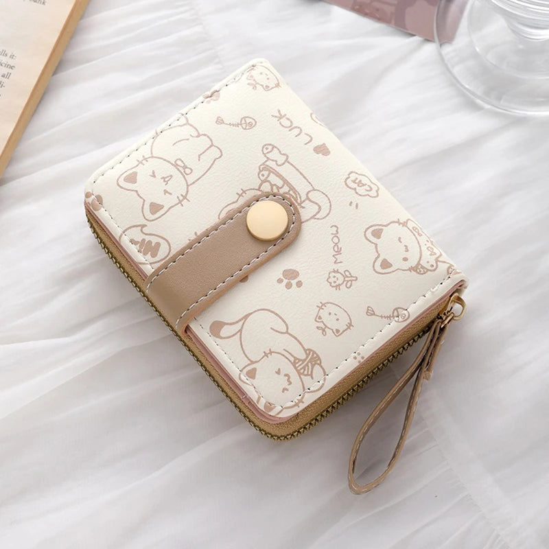 Cute Cat Wallet for Women – PU Leather Card Holder Purse with Coin Pocket