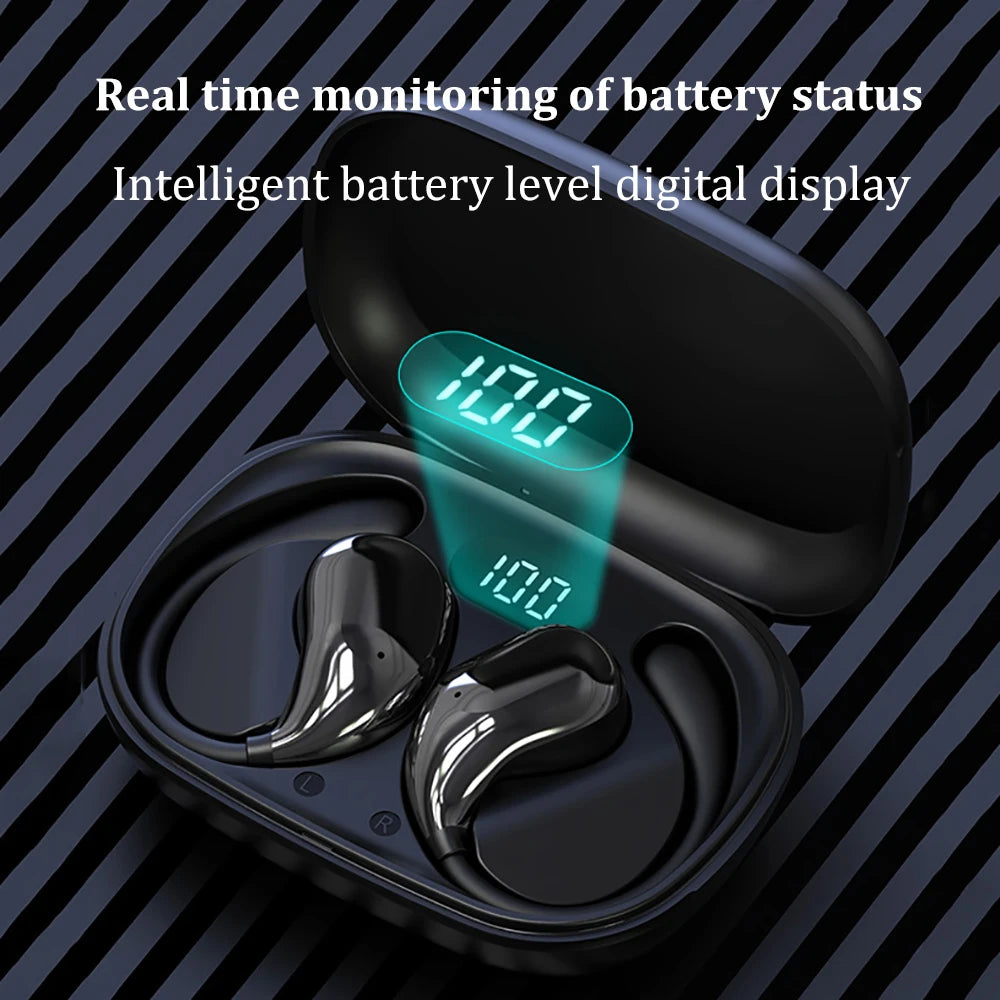 Bluetooth 5.4 Ear Hook Wireless Earphones – HiFi Sound, ANC, LED Display & 100-Day Standby