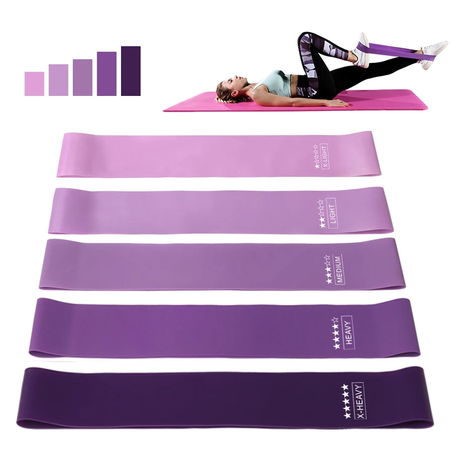 Elastic Resistance Bands – Natural Latex, 5 Levels for Yoga, Pilates & Crossfit