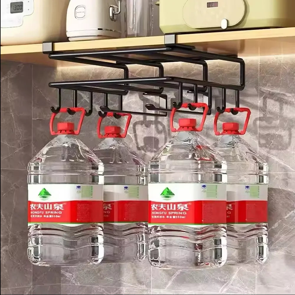 Under-Cabinet Kitchen Hanging Organizer Rack – Multi-Use Hook Shelf for Cupboard Storage