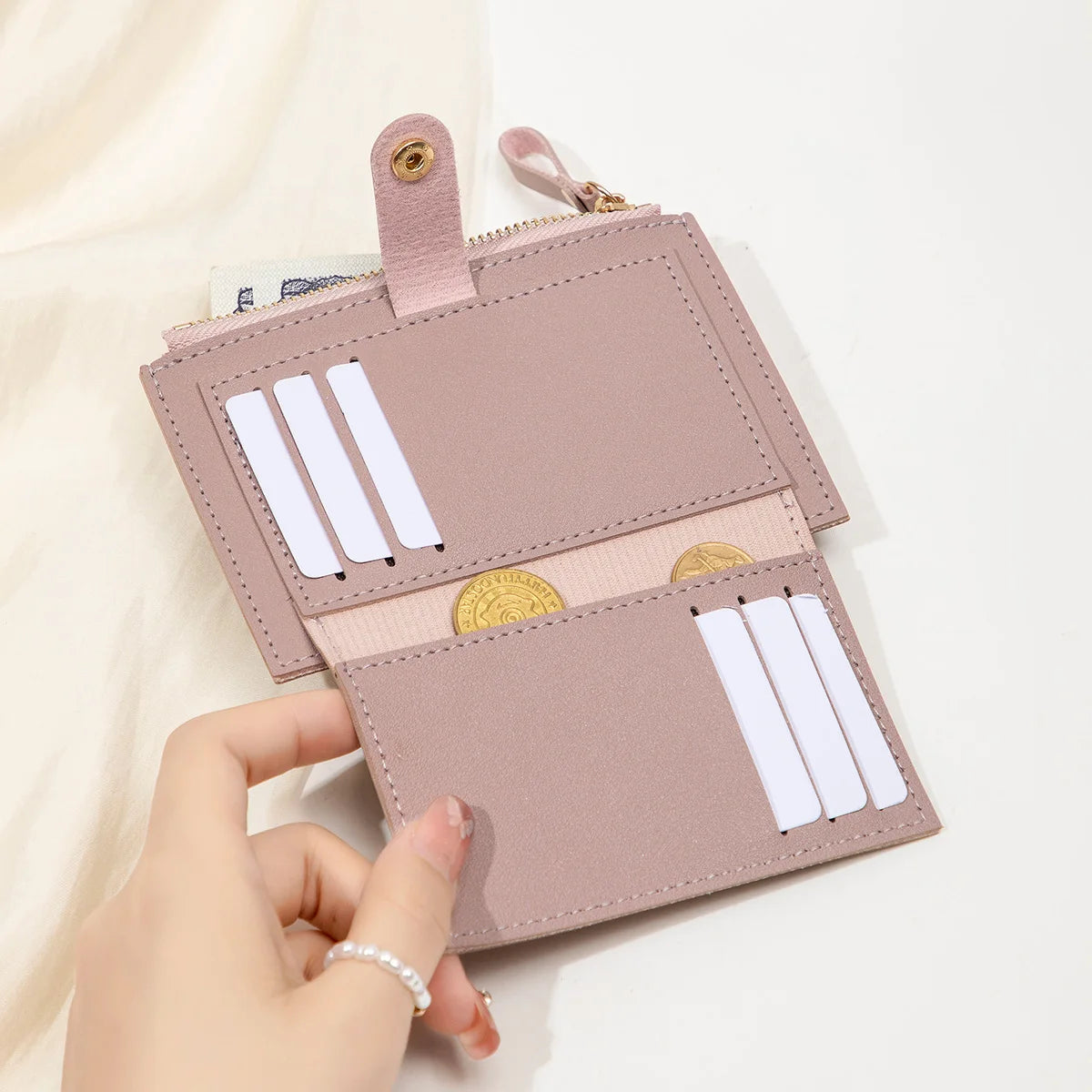 Women's Mini PU Leather Wallet – Ultra-Thin Card Holder & Coin Purse