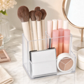 Organisateur de Pinceaux Maquillage Acrylique Transparent – 3 Compartiments