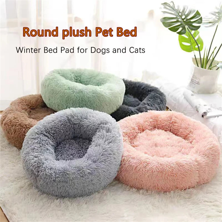 Donut Pet Bed – Round Plush Calming Bed for Cats & Dogs