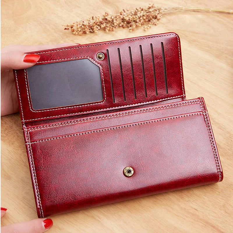 Women's Long PU Leather Wallet – Sequined Purse with Card & Coin Holder