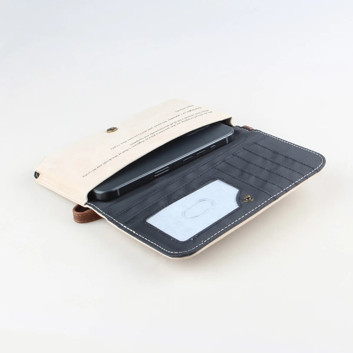 Women's Envelope Wristlet Wallet – Wax Seal Detail, PU Leather | Cream