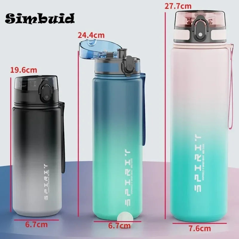 Simbuid Colorful Sports Water Bottle – Leak-Proof PC Plastic, 500ml / 650ml / 1000ml, for Gym & Outdoor