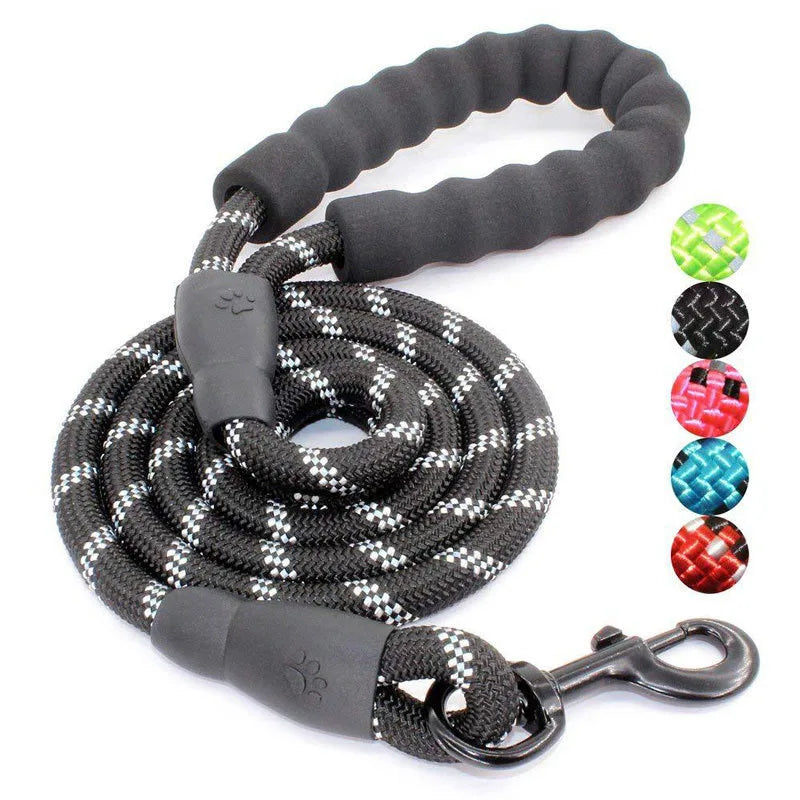 Reflective Dog Leash with Padded Handle – Heavy Duty Double Rope for Strong Dogs