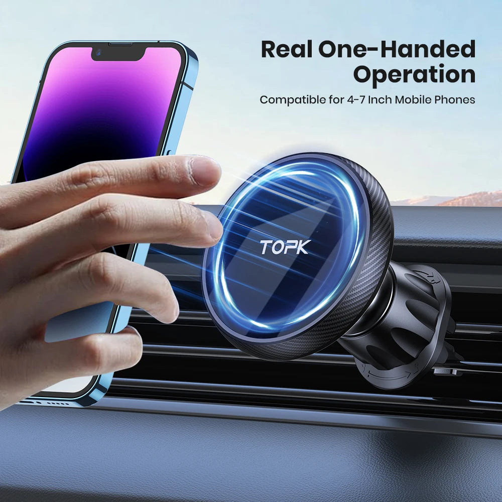 Magnetic Car Phone Holder – MagSafe Compatible, Air Vent Mount, One-Hand Operation