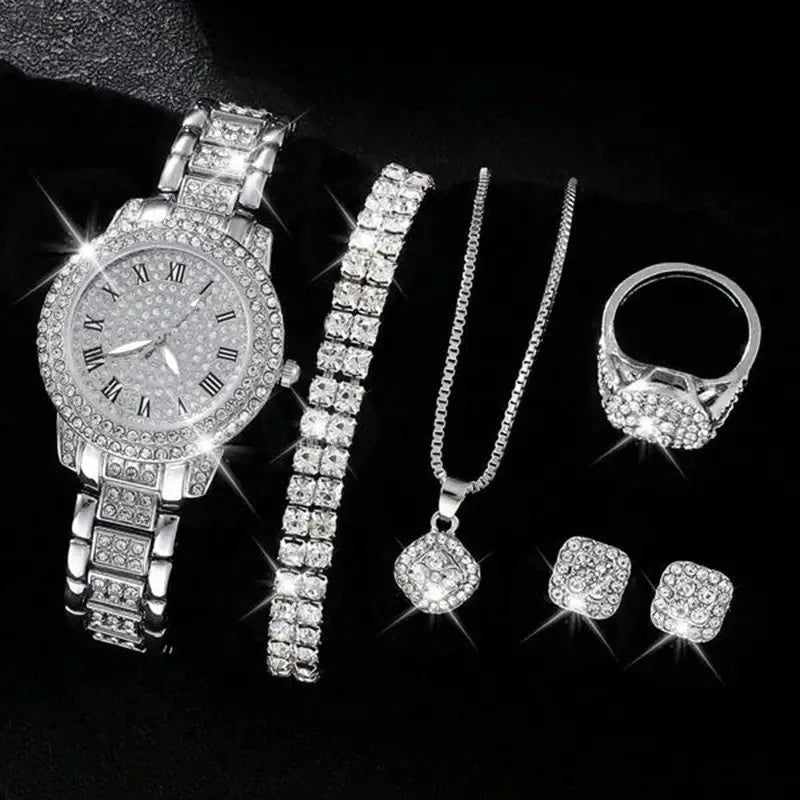 Women's Crystal Watch & Bracelet Set