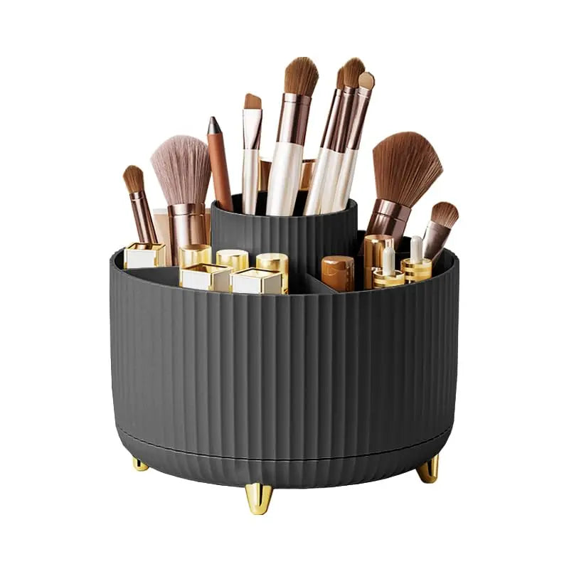 360° Rotating Makeup Storage Box – Desktop Cosmetic Organizer & Brush Holder