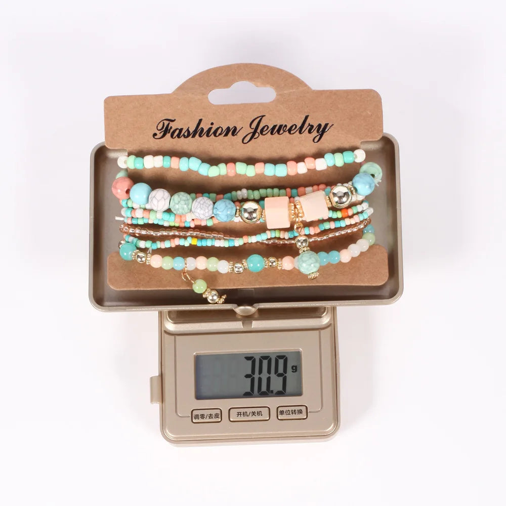 Bohemian Beaded Bracelet Set — Colorful Stackable