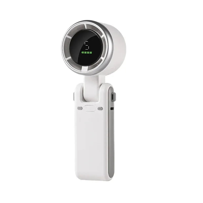 Portable Mini Turbine Fan – Foldable Handheld & Desktop USB Rechargeable Fan (White / Black / Green)