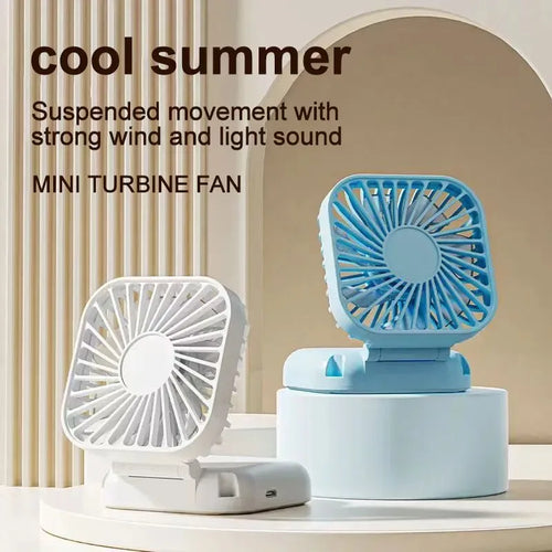 3-in-1 Mini Fan – Handheld, Neck & Desktop, 180° Rotating, 7-Blade Brushless, USB Rechargeable (Pink / White)
