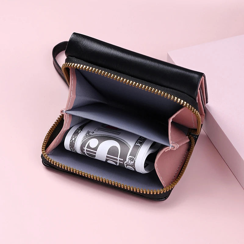 Women's Mini Zip Wallet – 8 Card Slots, Coin Purse & Photo Slot | 8 Colors