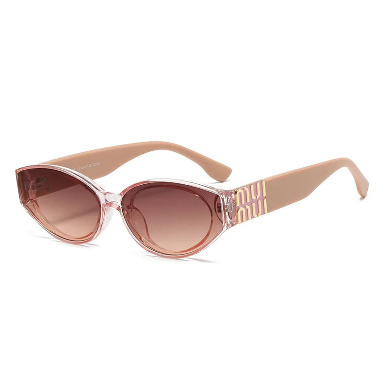Women's Oval Cat-Eye Sunglasses – UV400 Gradient Lenses, Gold Logo Detail | 6 Colors