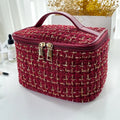 Knitted Style Makeup Bag – Large Canvas Cosmetic Storage Bag for Women