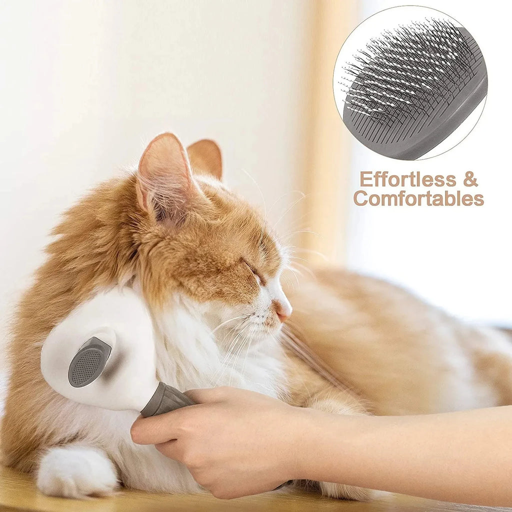 Self-Cleaning Pet Brush – Slicker Brush & Dematting Comb for Dogs & Cats