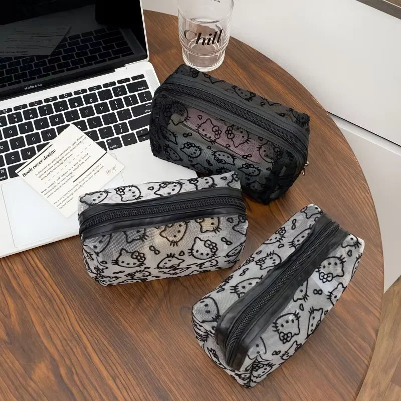 Mesh Makeup Bag – Portable Cosmetic Pouch & Travel Toiletry Organizer