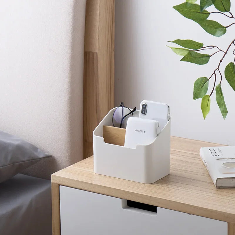 Desktop Storage Box – Remote Control, Tissue & Office Supplies Organizer