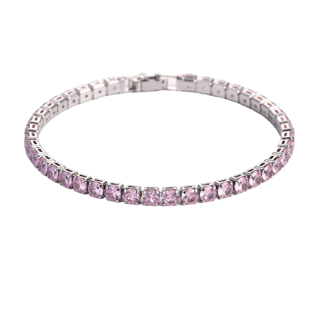 Cubic Zirconia Tennis Bracelet – Gold & Silver Chain